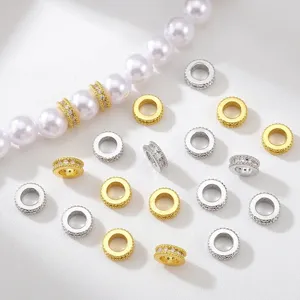 Perline Distanziatrici Rotonde in Rame e Strass Perline a Forma di Ingranaggio con Foro Grande Per Accessori per la Creazione di Gioielli Fai-da-te Bracciale Collana