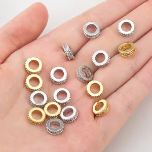 Distanziatori in rame a forma di ingranaggio con zirconi per creazione gioielli fai-da-te