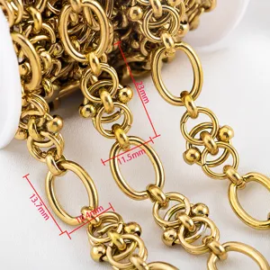 Catena spessa in acciaio inossidabile 304 dorato con perline per gioielli DIY e borse moda