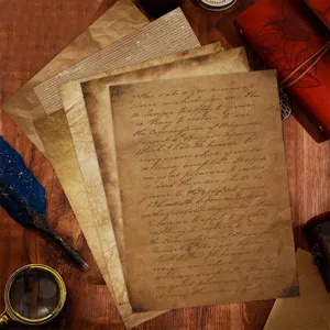 Papel de carta vintage A4 para scrapbooking DIY con diseño manuscrito antiguo