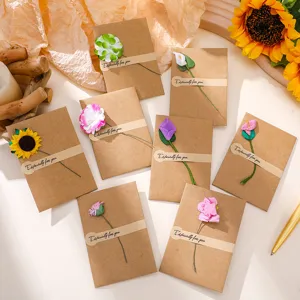 Creatieve DIY Vintage Kraftpapier Wenskaart Met Droogbloemen Hennep Touw Envelop Voor Moederdag Leraar Verjaardag Valentijnscadeau