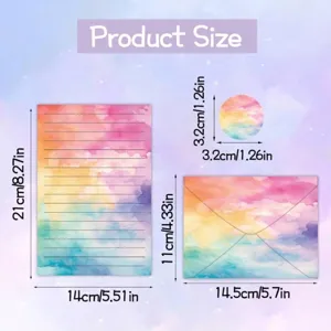 Watercolor stationery set dimensions for writing paper envelope and sticker seals