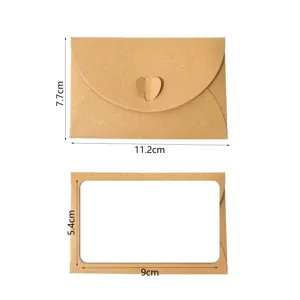Juego de sobres de papel kraft con cierre de corazón, 11,2x7,7cm y tarjeta