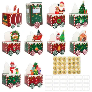 Boîtes à bonbons train calendrier de l'Avent Noël avec autocollants compte à rebours