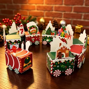 Calendrier de l'Avent de Noël Petit Train Boîte en Papier d'Emballage de Bonbons Décoration de Fête Festive