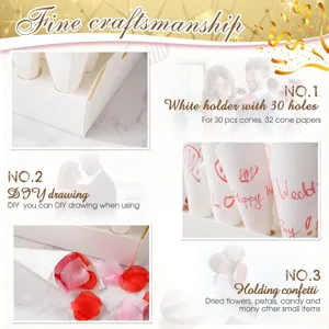 Weißer 30-Loch Konfetti-Tütenhalter Set für Hochzeit getrocknete Blütenblätter