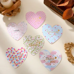Tarjetas de felicitación en forma de corazón estilo Ins con estampado dorado para regalos