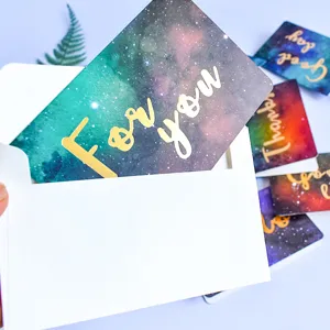 Biglietti d'Auguri Bronzati Cielo Stellato Tema Spazio Galassia Carte per Compleanno Natale Capodanno Con Busta Biglietto Regalo