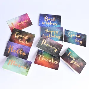 Set de mini tarjetas de felicitación galaxia con letras doradas para toda ocasión