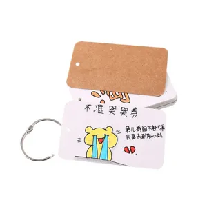 Tarjetas de palabras DIY en blanco y fichas pintadas a mano con anillo de metal para estudio
