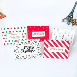 Festive mini Christmas greeting cards set with cartoon patterns and XMAS greetings