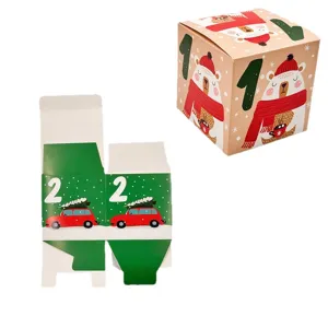 Cajas de regalo de Adviento navideño con diseños de osos y coches para caramelos