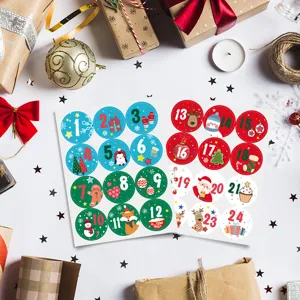 Pegatinas numéricas para calendario de adviento navideño con diseños de Papá Noel
