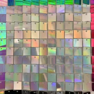 Irisierende quadratische Paillettenwand für Hochzeiten, Partys und Bühnendekorationen