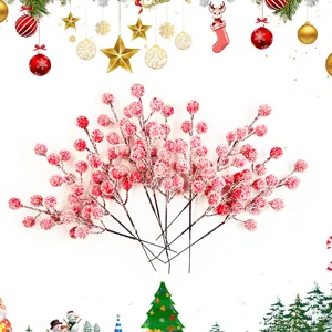 Artificial frosted red berry stems for festive Christmas floral arrangements and home decor