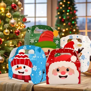 Set festivo di 4 scatole regalo natalizie per dolci con disegni di Babbo Natale