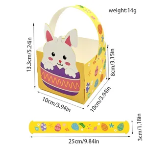 Gelber Osterhase Papier Süßigkeiten Korb für Party Geschenke mit detaillierten Maßen