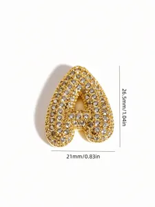 Gold Pave Bubble Letter A Pendant Stainless Steel Necklace Dimension Detail 26.5x21mm