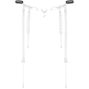 Elegant bridal crystal hair chain with silver waterdrop tassels for wedding or Hanfu.