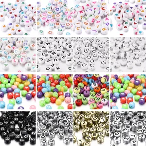 Assorted acrylic alphabet smiley face and heart beads for DIY bracelet jewelry making