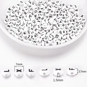 7mm white acrylic alphabet round beads for DIY personalized jewelry and bracelets
