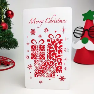 Tarjetas de Felicitación de Feliz Navidad Papel Especial Tarjeta de Corte Láser Hueca con Sobre para Cumpleaños
