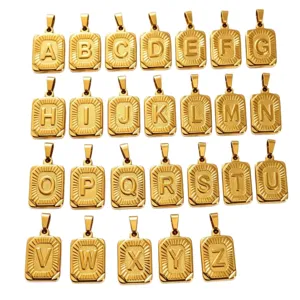 Goldene Edelstahl Buchstaben Anhänger Halskette Initiale Alphabet Schmuck für Alltag