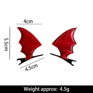 Rote Fledermausflügel-Haarklammern für Halloween mit Größen- und Gewichtsangaben