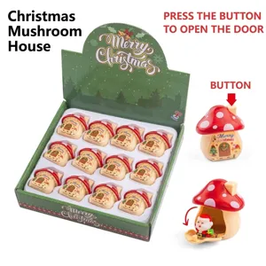 12-teiliges Weihnachts-Pilzhaus-Spielzeugset mit aufklappbarem Überraschungs-Weihnachtsmann