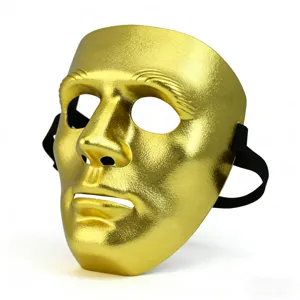 Halloween Masquerade Mask Gold Metallic Full Face Party Dance Prop Mysterious Festive Costume Decoration For Event Performance