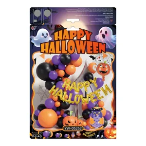 Detailansicht des Halloween-Ballongirlanden-Sets mit gruseligen Geistern und Kürbissen