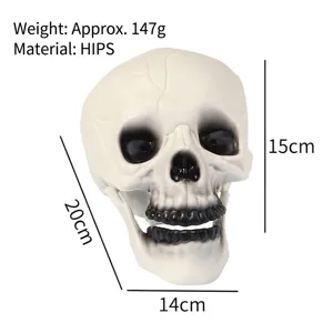 Cráneo realista de Halloween en material HIPS, 20x15x14cm para decoración