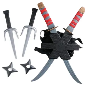 Set de armas ninja de juguete de plástico para Halloween con espadas, dagas y shuriken