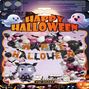 Komplettes Halloween Ballonbogen-Set mit lila Vampir- und Geister-Thema Partydekorationen