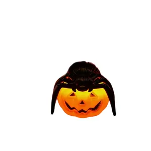 Lámpara de calabaza LED brillante de Halloween con una decoración de araña negra