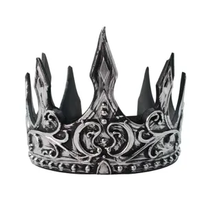 Corona de rey medieval plateada para Halloween y fiestas de disfraces