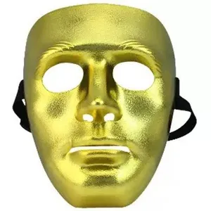 Metallic golden full-face masquerade mask for Halloween ghost dance and party celebrations