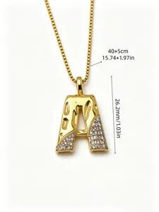Vergoldete Buchstabe A Anhänger Halskette mit glitzernden Steinen, elegante Kette.