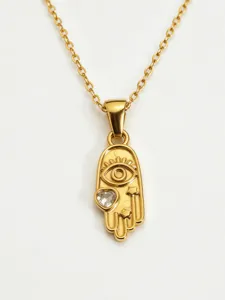 Goldene Hamsa Hand Auge Anhänger Halskette Edelstahlschmuck Retro Damen Geschenk