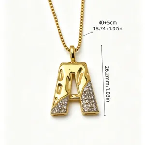 Goldener Buchstabe A Anhänger Halskette Strass Kette Mode Schmuck Geschenk 40+5cm