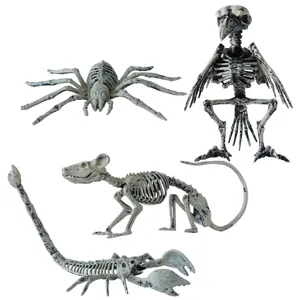 Decoraciones de Esqueleto de Animal de Halloween Realistas Accesorios de Esqueleto de Araña Cuervo Ratón Escorpión de Plástico