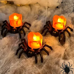 Halloween Decoration Spider LED Electronic Candle Light Spooky Skull Ornament Battery Operated Party Night Light