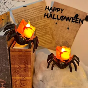 Spooky spider-shaped Halloween LED electronic candles for holiday party table decorations