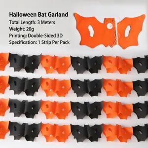 Guirnalda de murciélago de papel para decoración de pared de fiesta de Halloween