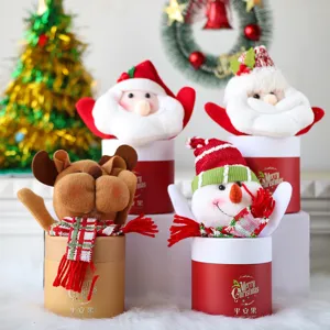 Heiligabend Apfel Geschenkbox Plüsch Weihnachtsmann Schneemann Rentier Papierverpackung Festliche Feiertage Kleine Geschenkbehälter