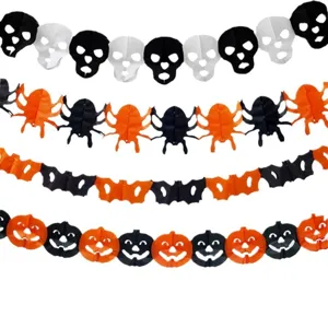 Set de guirnaldas de papel de Halloween con calabaza, araña, calavera y murciélago