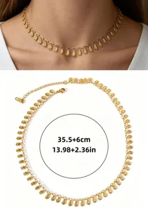 Collier ras de cou en acier inoxydable doré avec délicats pendentifs, 35,5+6 cm.