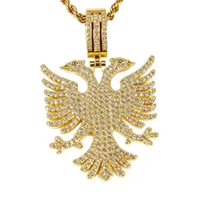 Herren Edelstahl doppelköpfiger Adler Anhänger Gold Halskette Luxus Herrenschmuck Style