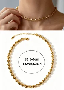 Collier ras de cou perles acier inoxydable doré femme, chaîne clavicule plaqué or 18k chic.