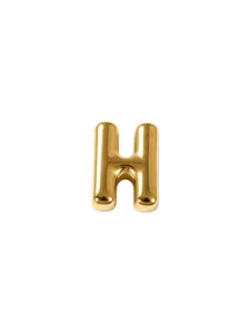 Close-up van een gouden puffy letter H bedel hanger, ideaal voor DIY sieraden en armbanden.